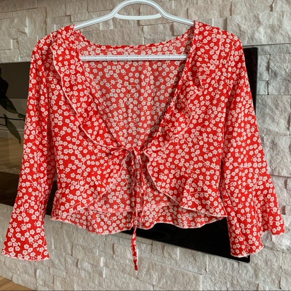 Zaful | Floral Red Crop Top - Picture 1 of 2